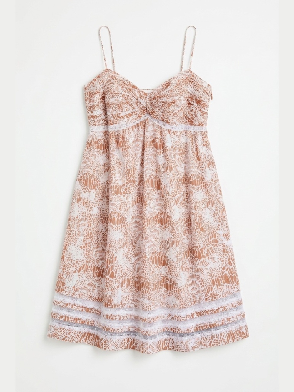 LOFT Printed Cotton Sundress Light Brown Size 10P